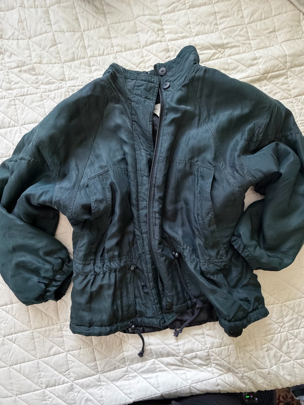 VINTAGE 100% Silk Comfy Vintage Naked Silk Brand Jacket Women's Small Green